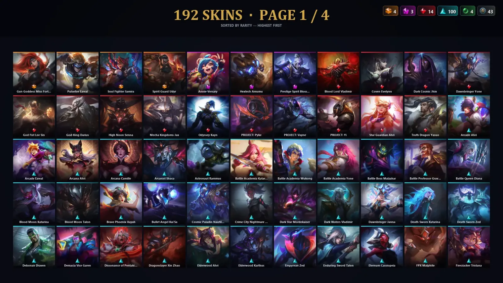 [LoL] | TR | Level 500 | Platinum IV | 172 Champions | 192 Skins | 69,415 BE — LoL account