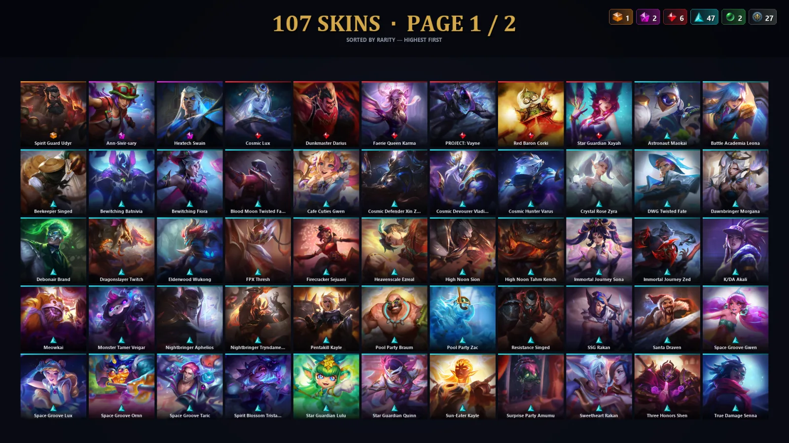 [LoL] | TR | Level 201 | Diamond II | 173 Champions | 107 Skins | 92,266 BE