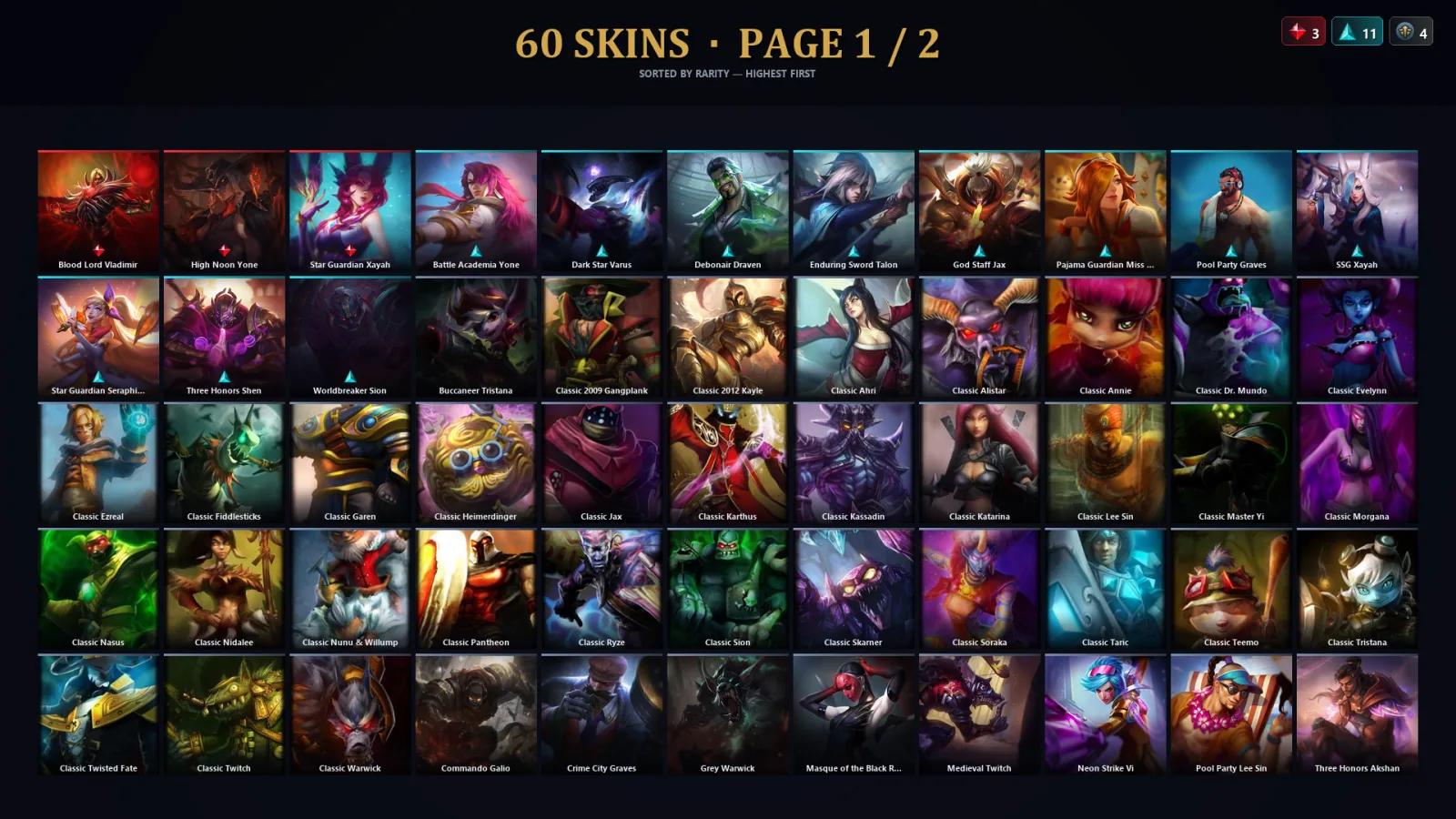 [LoL] | TR | Level 72 | Diamond II | 72 Champions | 60 Skins