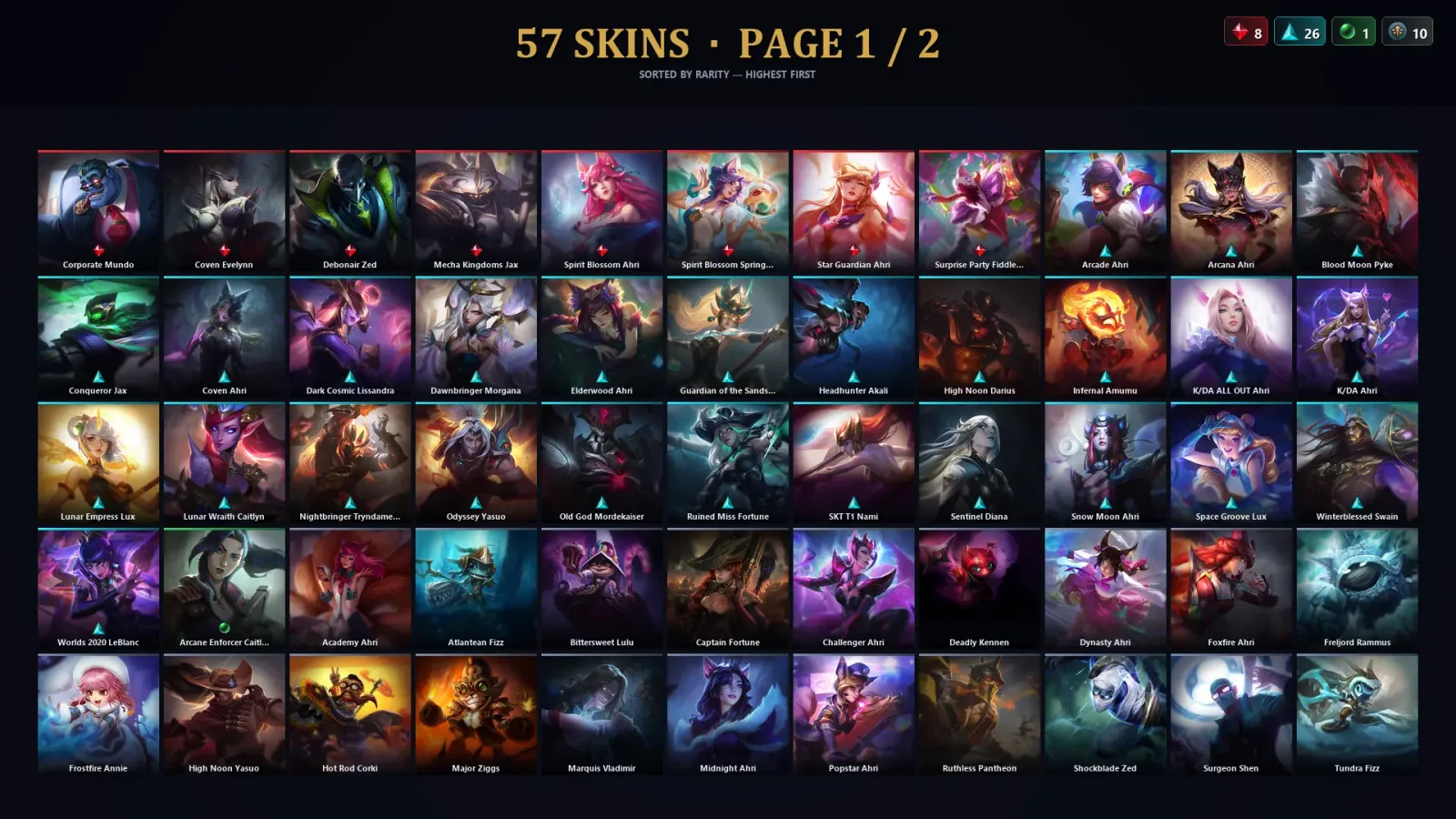 [LoL] | TR | Level 62 | Platinum I | 99 Champions | 57 Skins