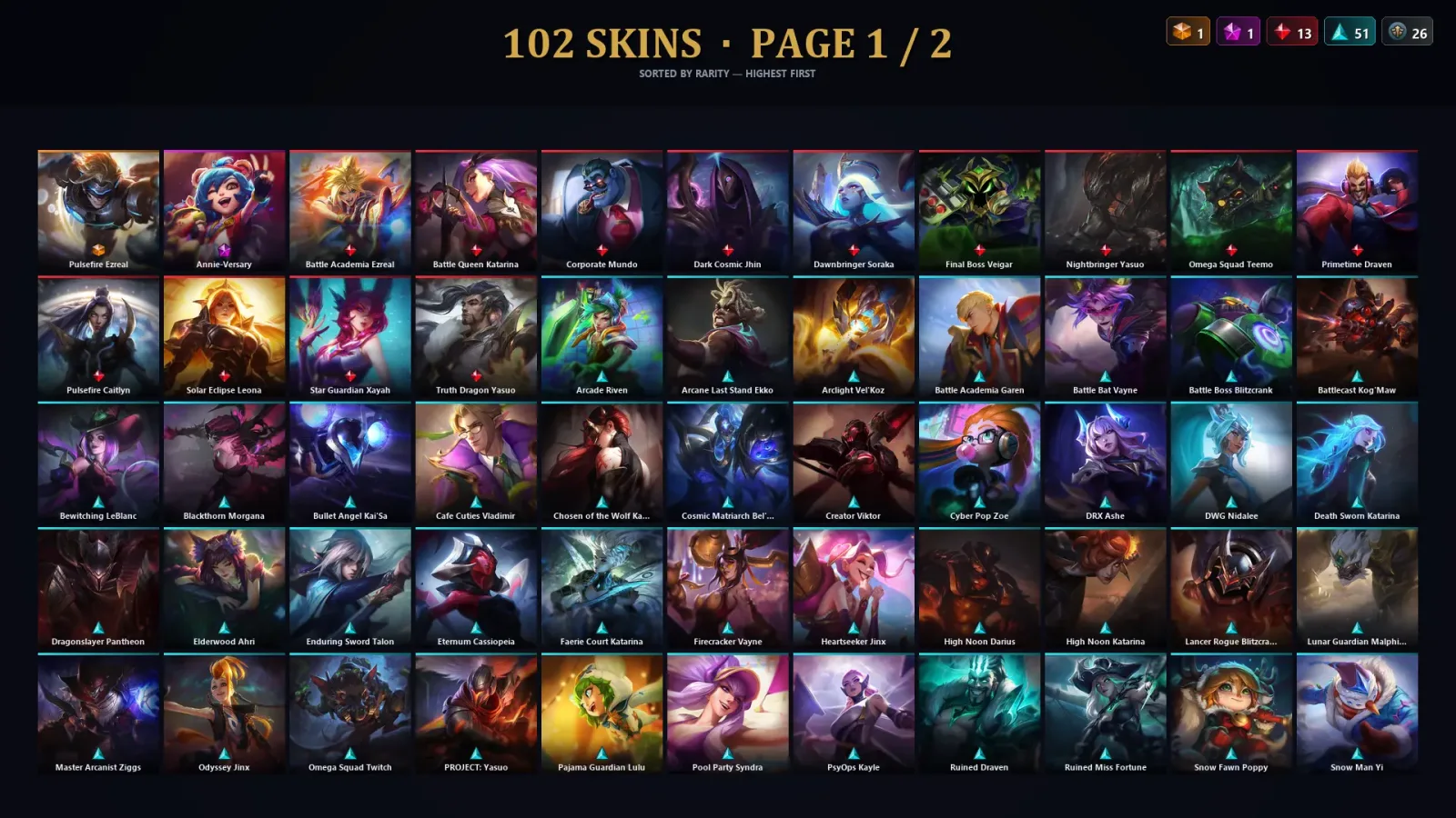 [LoL] | TR | Level 344 | Emerald II | 172 Champions | 102 Skins | 25,900 BE — LoL account