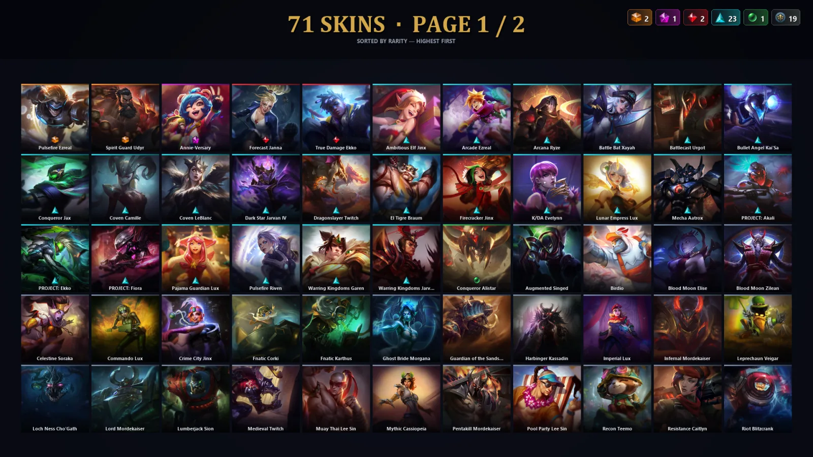 [LoL] | TR | Level 271 | Gold I | 121 Champions | 71 Skins