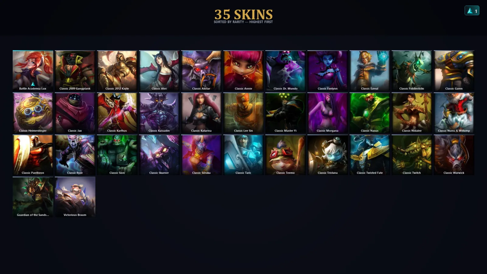 [LoL] | EUW | Level 36 | Gold IV | 32 Champions | 35 Skins | 16,800 BE