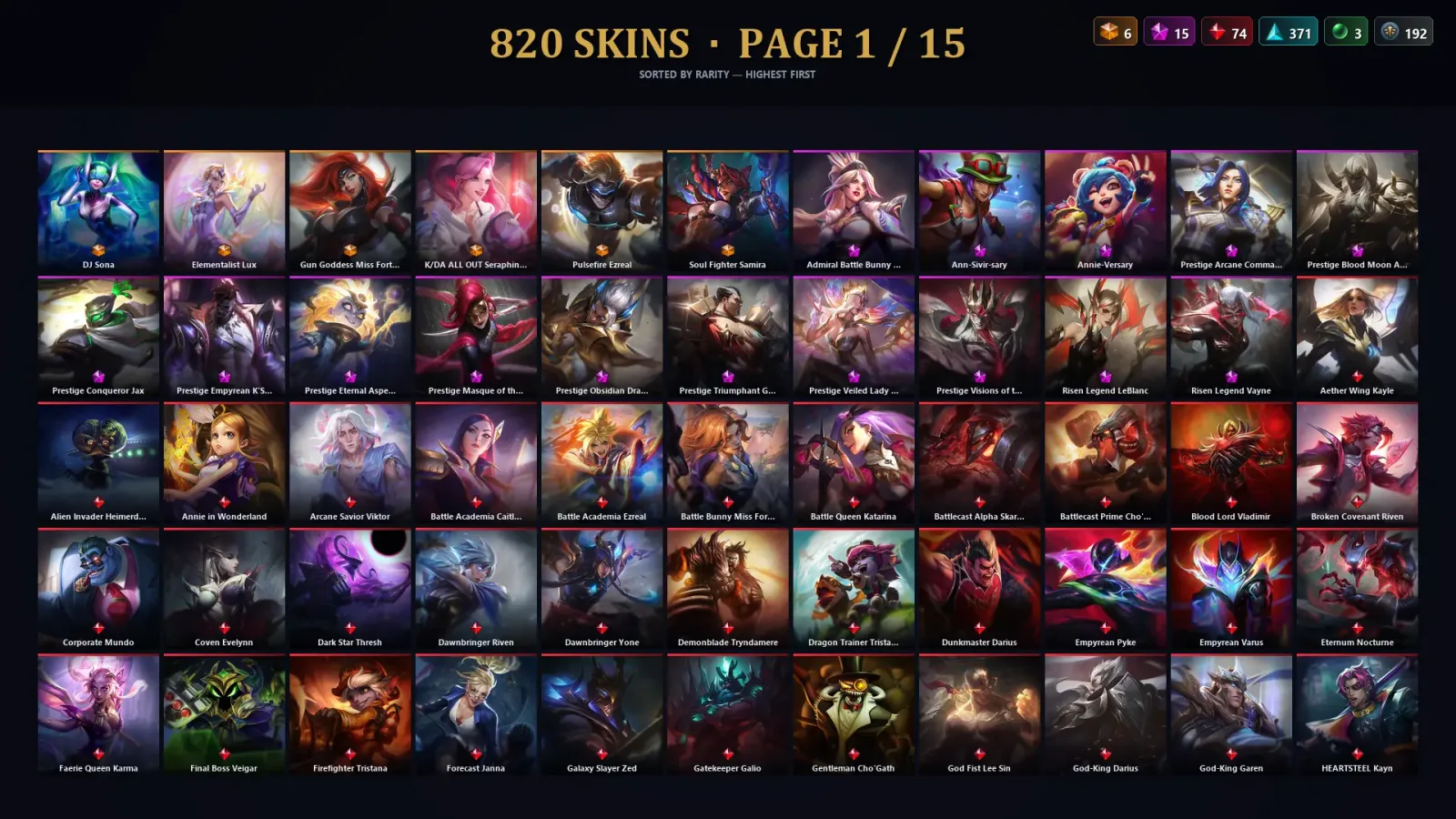 [LoL] | EUW | Level 500 | 173 Champions | 820 Skins | 239,574 BE
