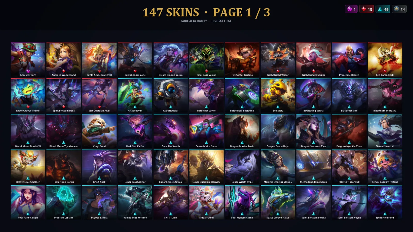 [LoL] | TR | Level 320 | Silver IV | 173 Champions | 147 Skins | 187,115 BE