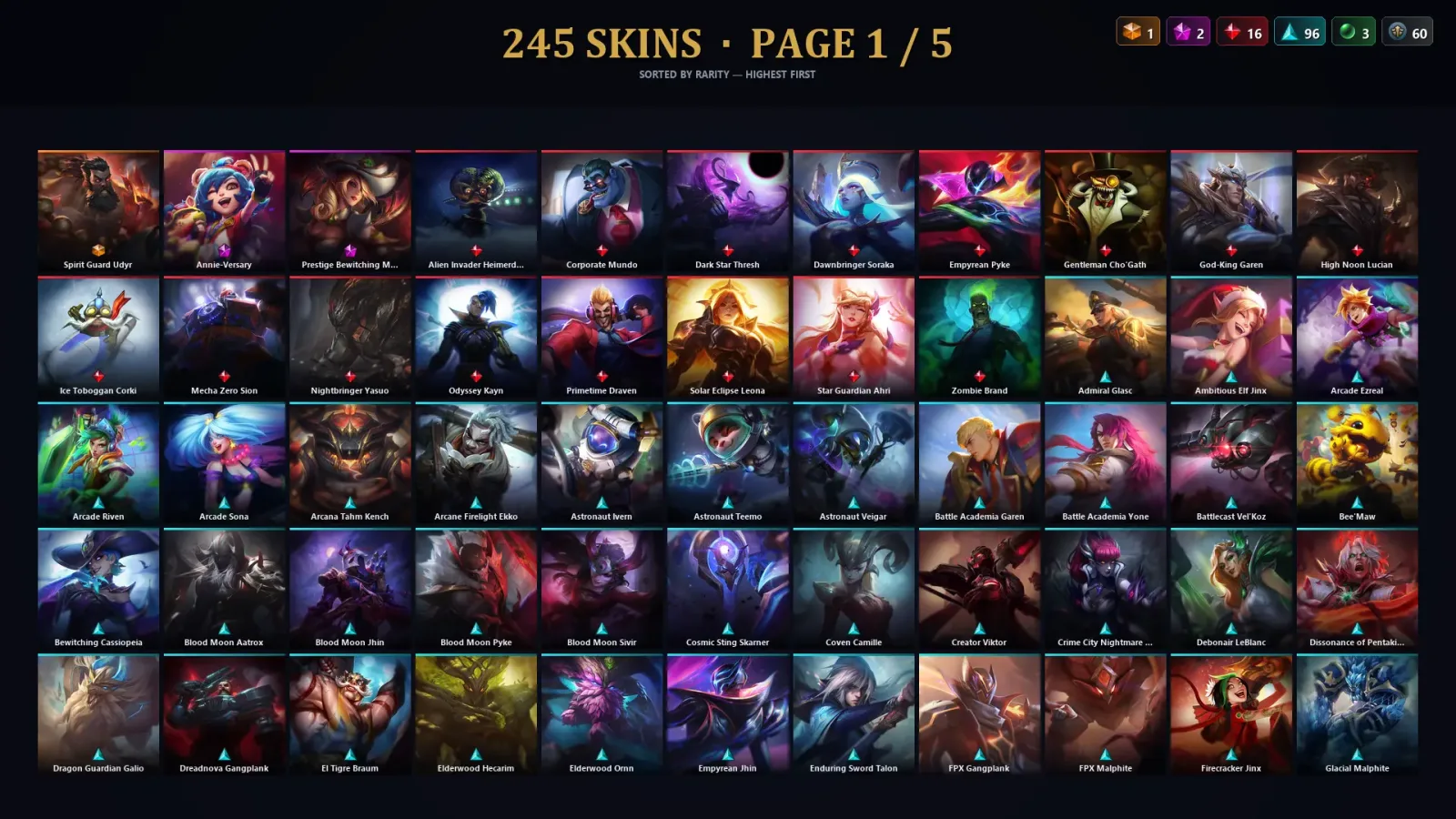 [LoL] | TR | Level 379 | Gold IV | 172 Champions | 245 Skins — LoL account
