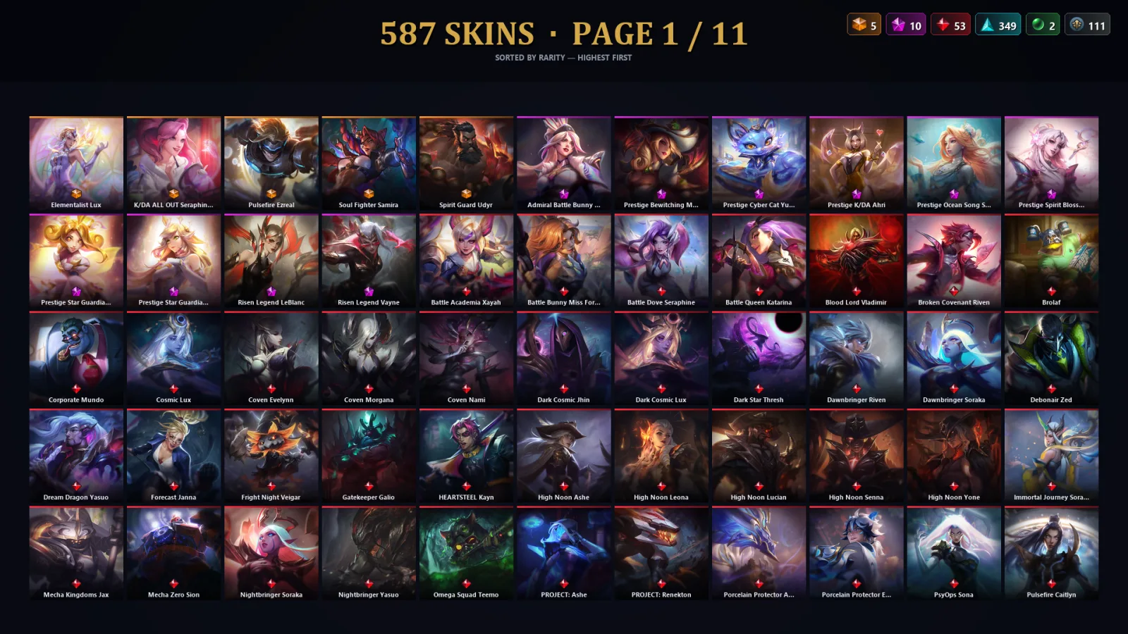 [LoL] | EUW | Level 500 | 163 Champions | 587 Skins | 21,654 BE — Shan Hai Scrolls Lillia