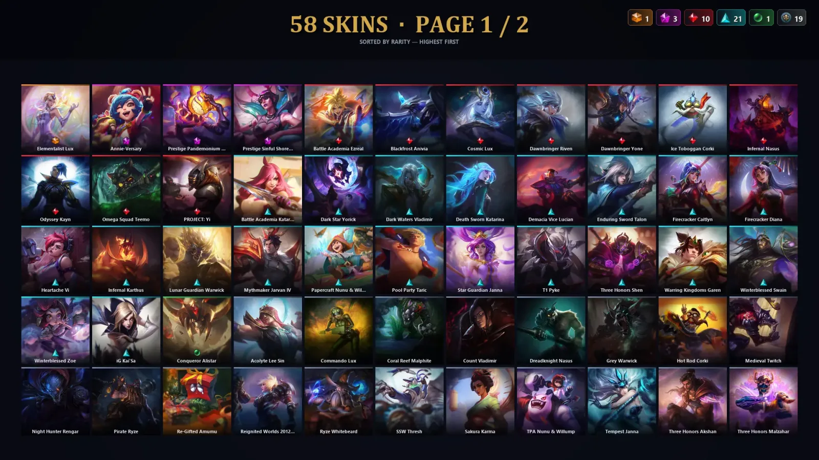 [LoL] | TR | Level 156 | Diamond II | 132 Champions | 58 Skins