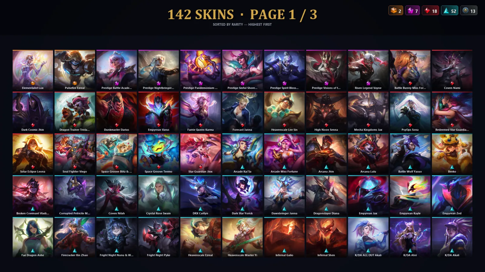 [LoL] | TR | Level 73 | Silver IV | 146 Champions | 142 Skins