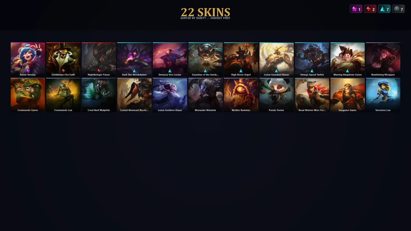 [LoL] | TR | Level 134 | 77 Champions | 22 Skins