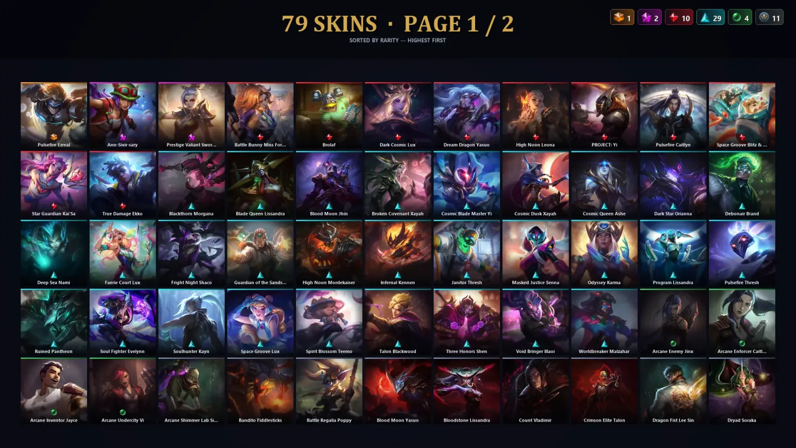 [LoL] | TR | Level 282 | Platinum IV | 173 Champions | 79 Skins