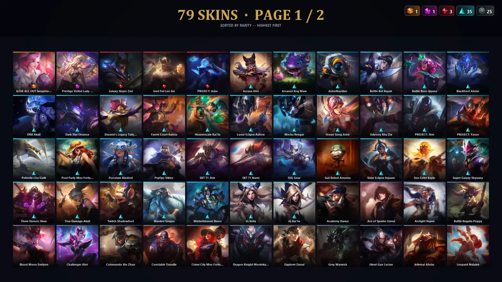 [LoL] | TR | Level 235 | Gold I | 173 Champions | 79 Skins | 21,043 BE