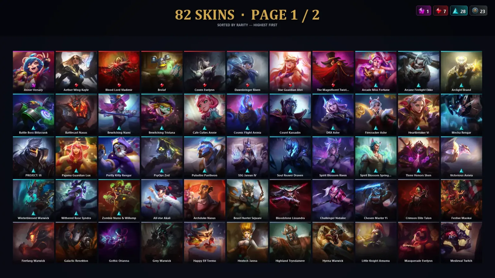 [LoL] | TR | Level 136 | Emerald I | 129 Champions | 82 Skins | 72,774 BE