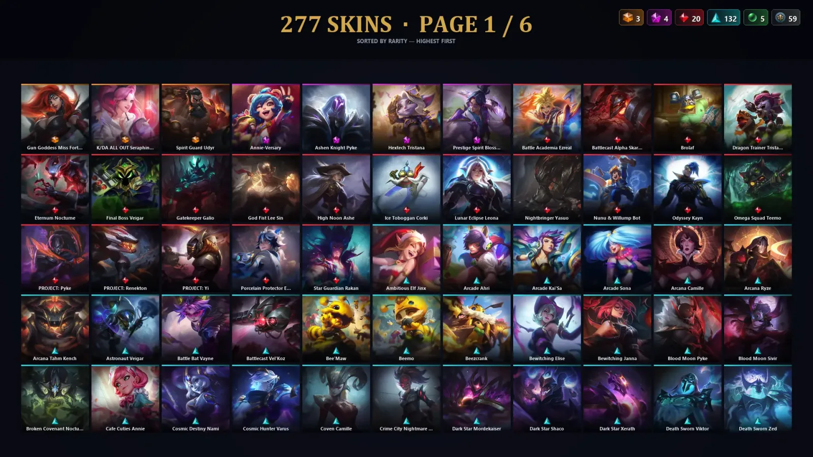 [LoL] | EUW | Level 324 | Gold I | 173 Champions | 277 Skins | 187,452 BE — LoL account