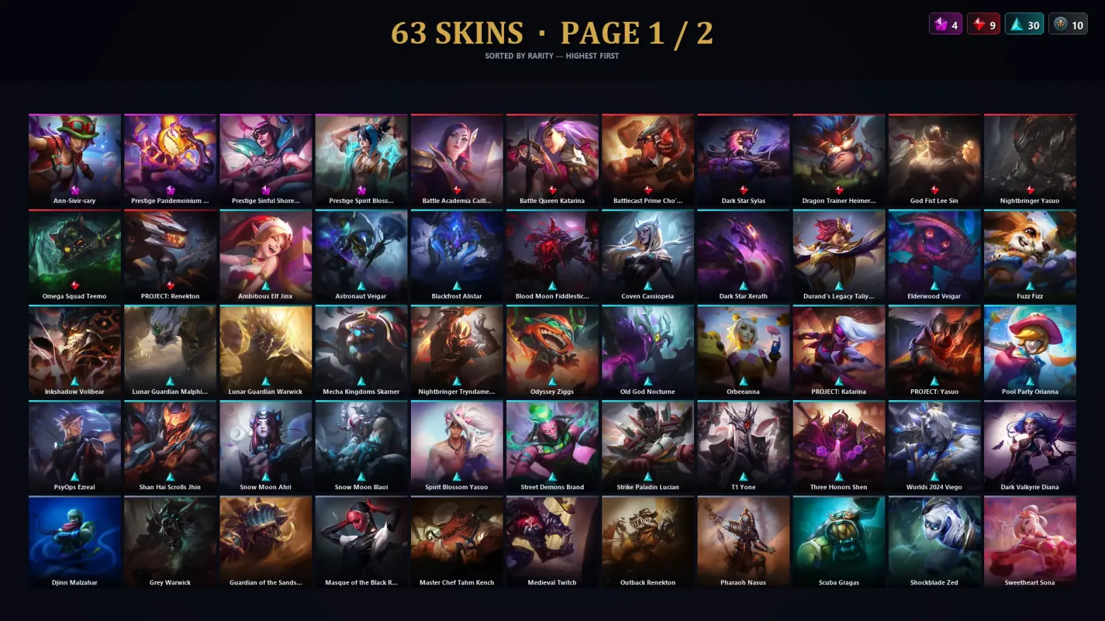 [LoL] | TR | Level 195 | Gold IV | 152 Champions | 63 Skins | 48,506 BE