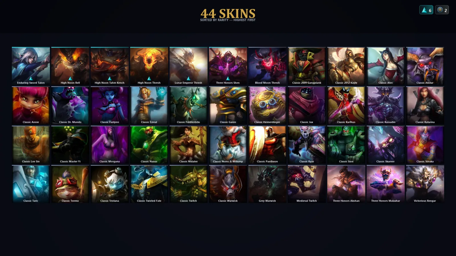 [LoL] | TR | Level 45 | Platinum IV | 60 Champions | 44 Skins