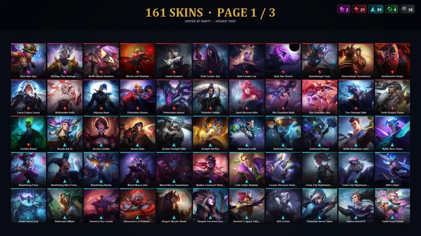 [LoL] | EUW | Level 246 | Emerald I | 172 Champions | 161 Skins | 54,890 BE — LoL account