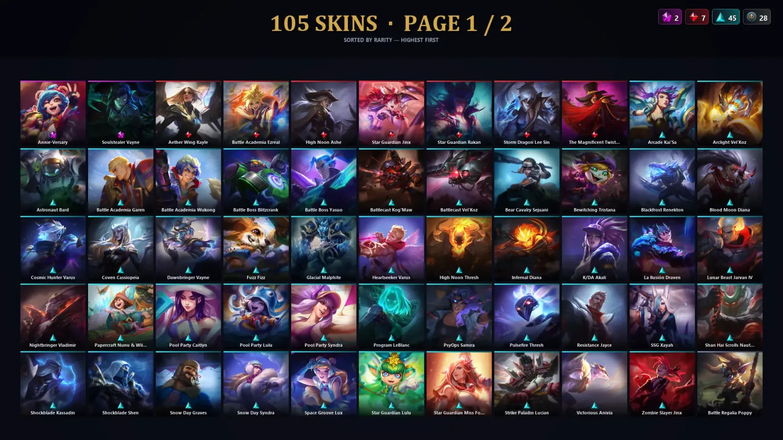 [LoL] | TR | Level 272 | Gold I | 153 Champions | 105 Skins | 48,579 BE — LoL account