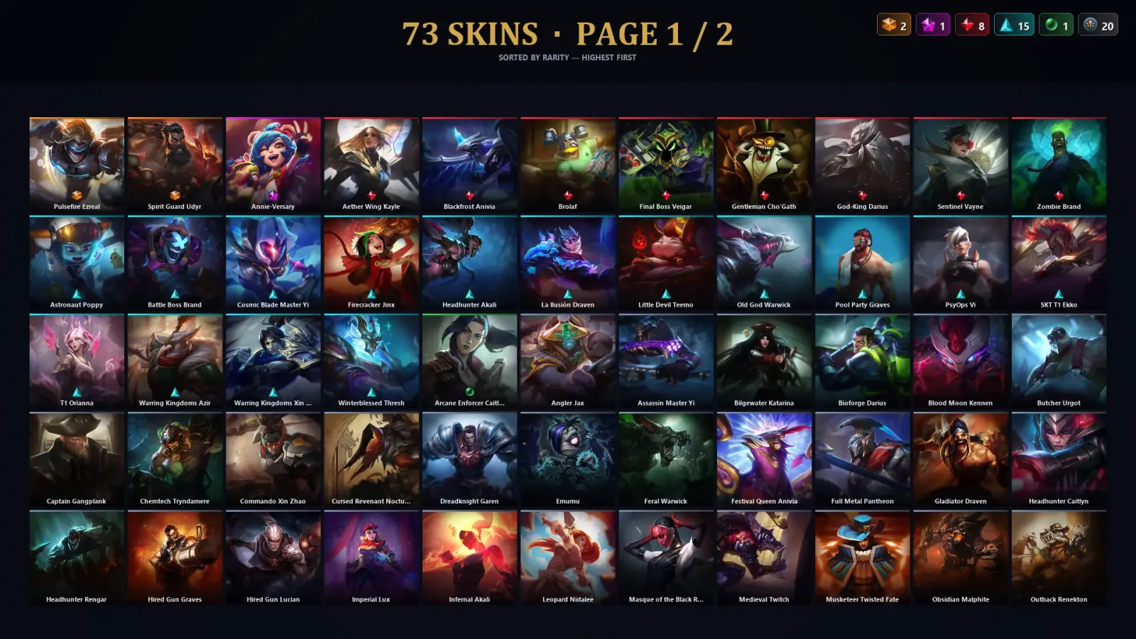 [LoL] | TR | Level 152 | 173 Champions | 73 Skins