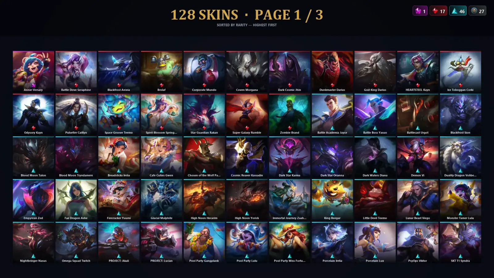 [LoL] | TR | Level 162 | Emerald II | 157 Champions | 128 Skins