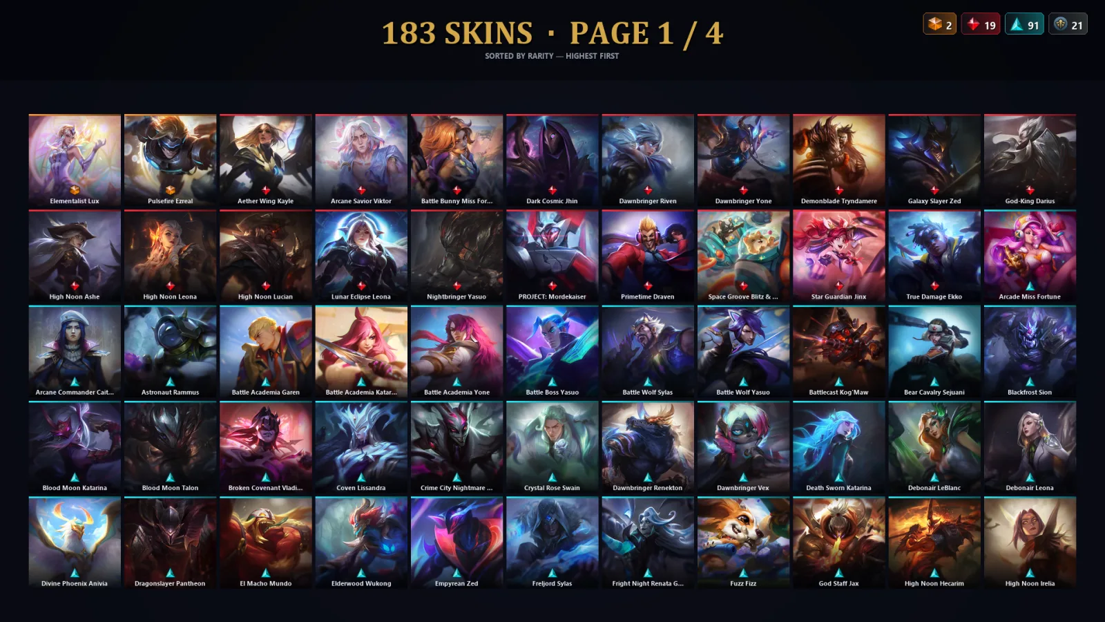 [LoL] | EUW | Level 394 | Diamond IV | 127 Champions | 151 Skins | 30,393 BE