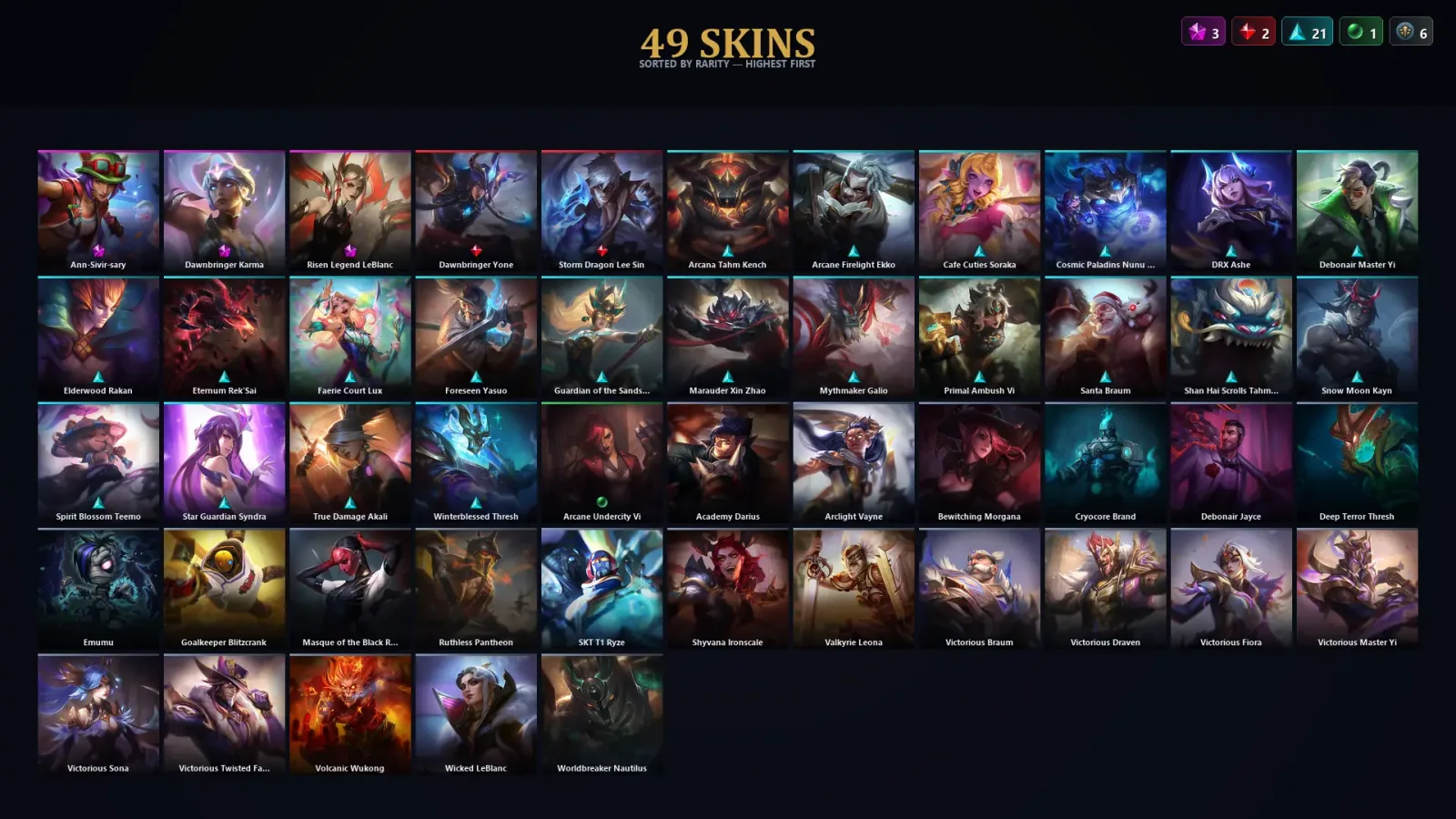 [LoL] | TR | Level 192 | Gold I | 173 Champions | 49 Skins | 62,557 BE