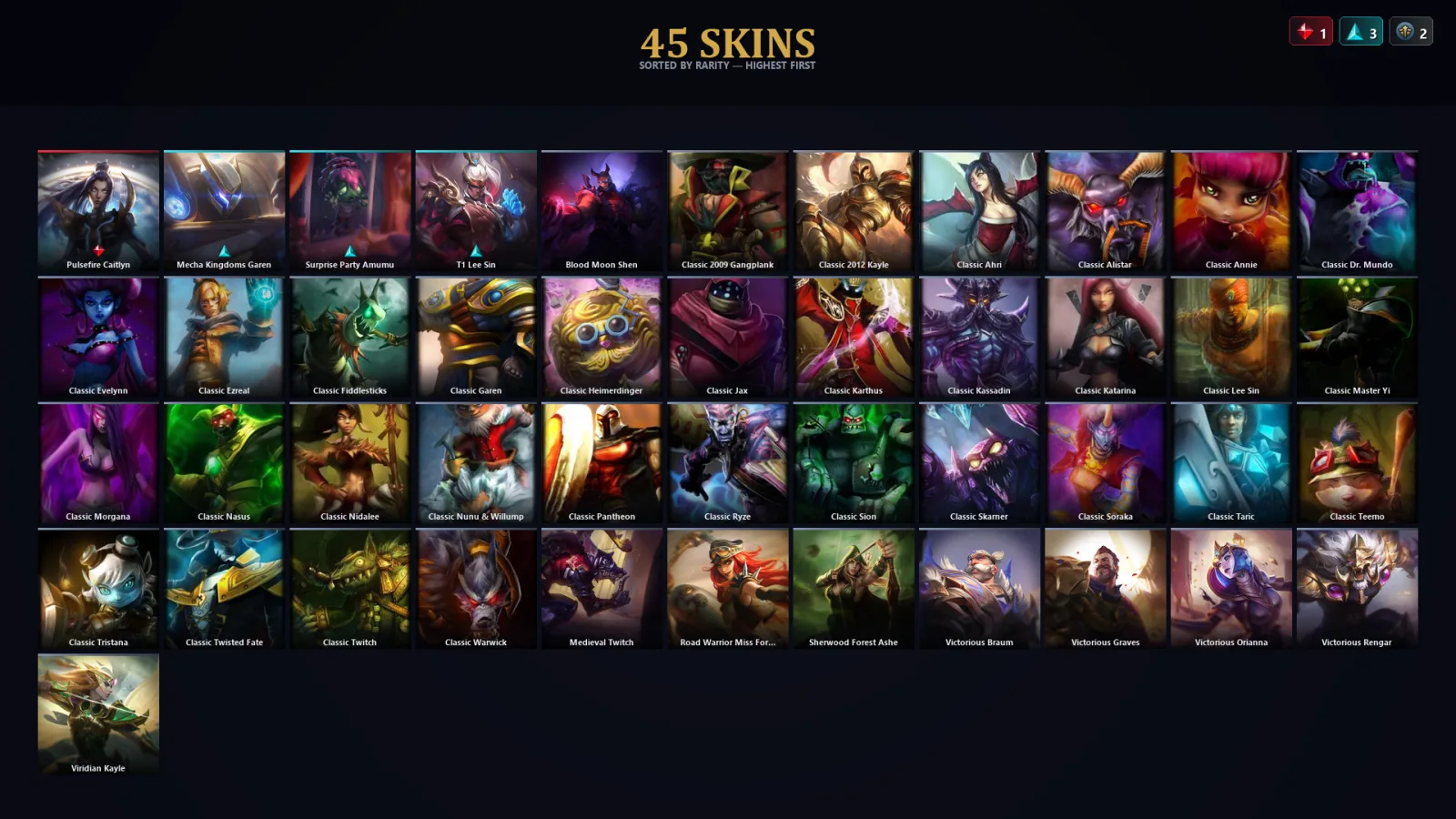 [LoL] | TR | Level 71 | Platinum III | 47 Champions | 45 Skins | 21,138 BE
