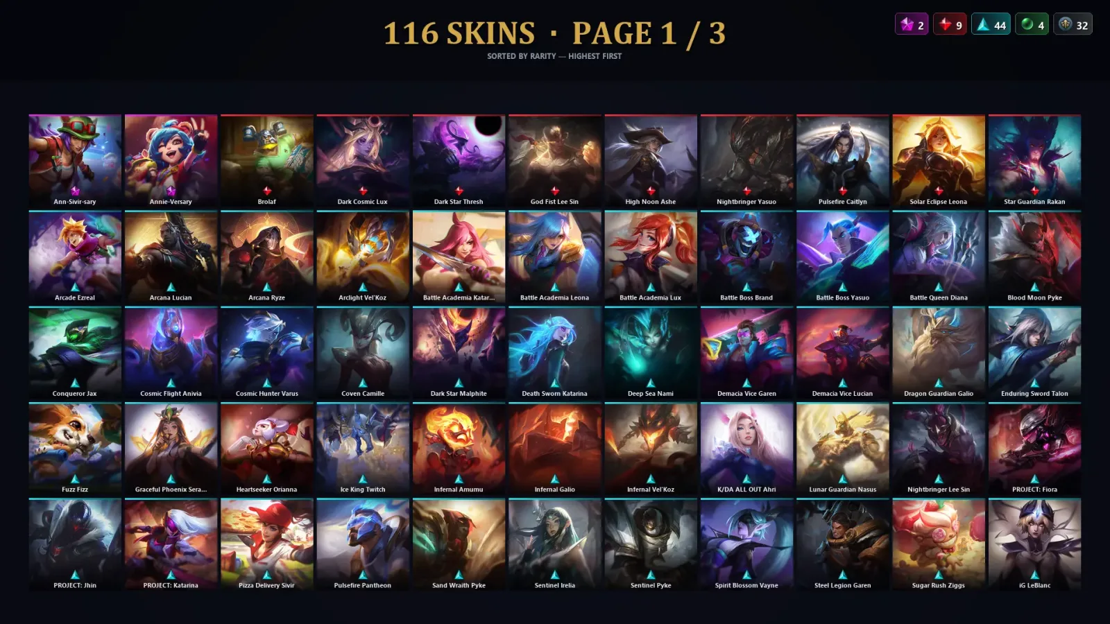 [LoL] | TR | Level 361 | 141 Champions | 116 Skins | 40,205 BE — LoL account