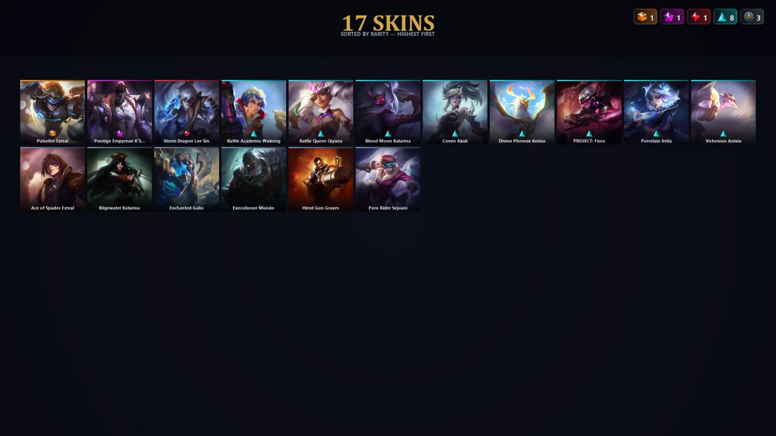 [LoL] | EUW | Level 59 | Platinum III | 75 Champions | 17 Skins — LoL account