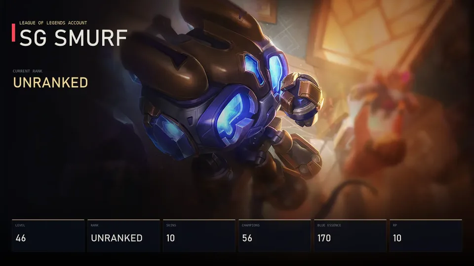 SG | Hextech Amumu | Mecha Kingdoms Jax | Corporate Mundo | Resistance Illaoi | Pumpkinhead Fiddlesticks | Unranked | 10 Skin | 56 Champion — main preview