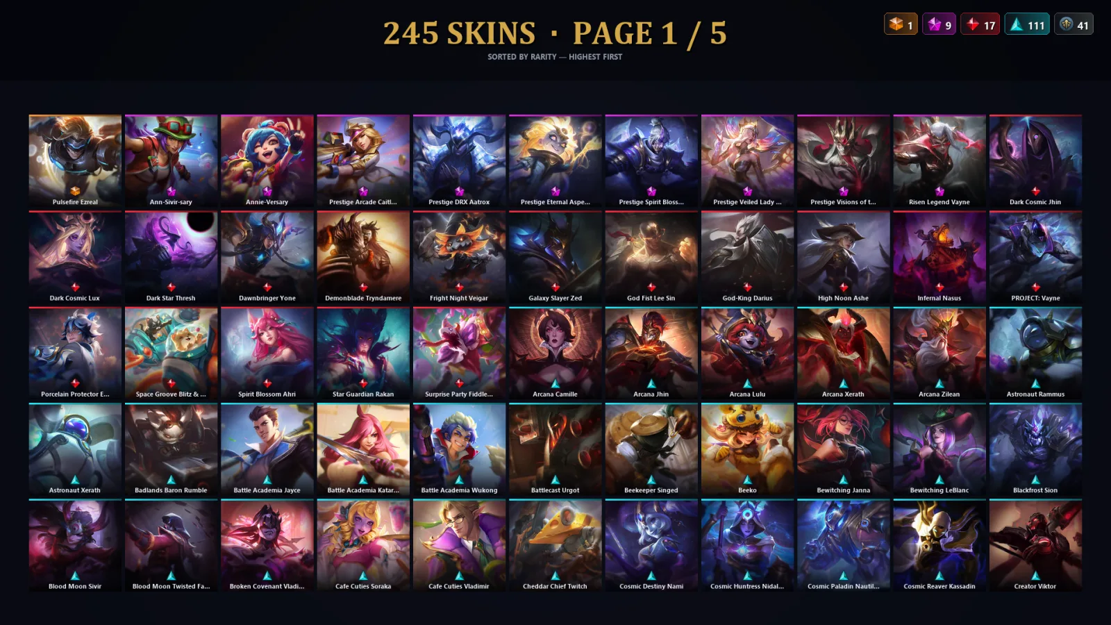 [LoL] | NA | Level 440 | 173 Champions | 213 Skins | 33,212 BE