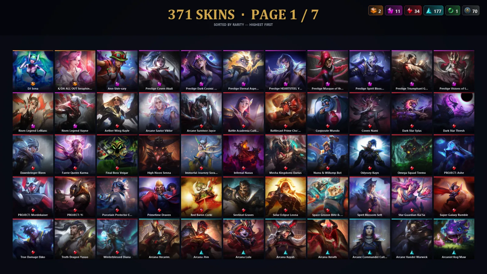 [LoL] | TR | Level 398 | Platinum IV | 173 Champions | 371 Skins | 39,931 BE