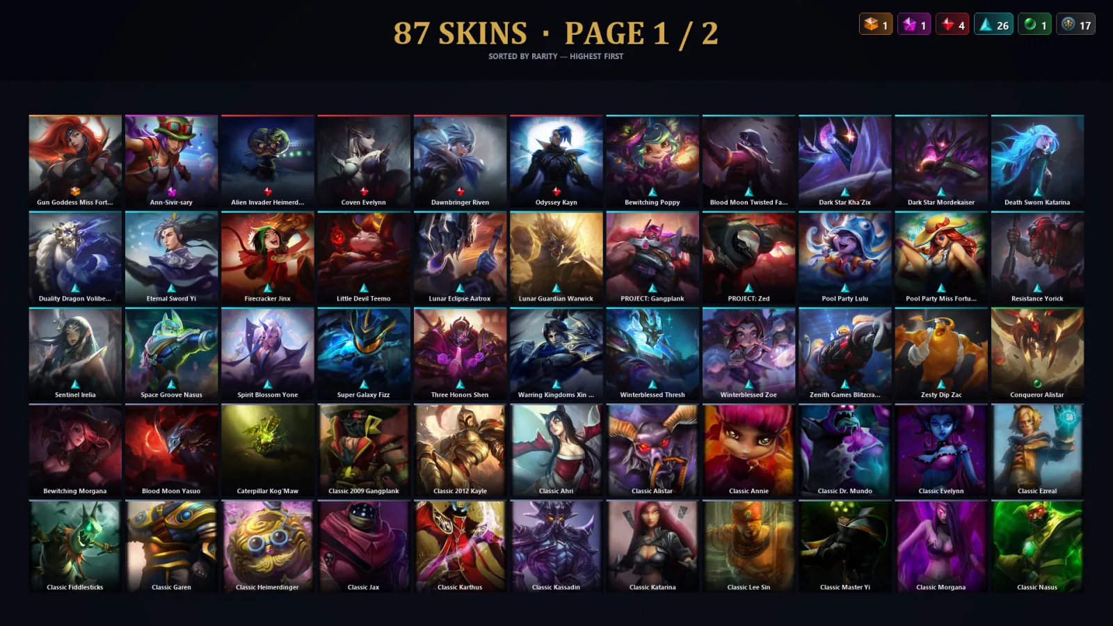 [LoL] | TR | Level 254 | Silver III | 173 Champions | 87 Skins | 30,863 BE