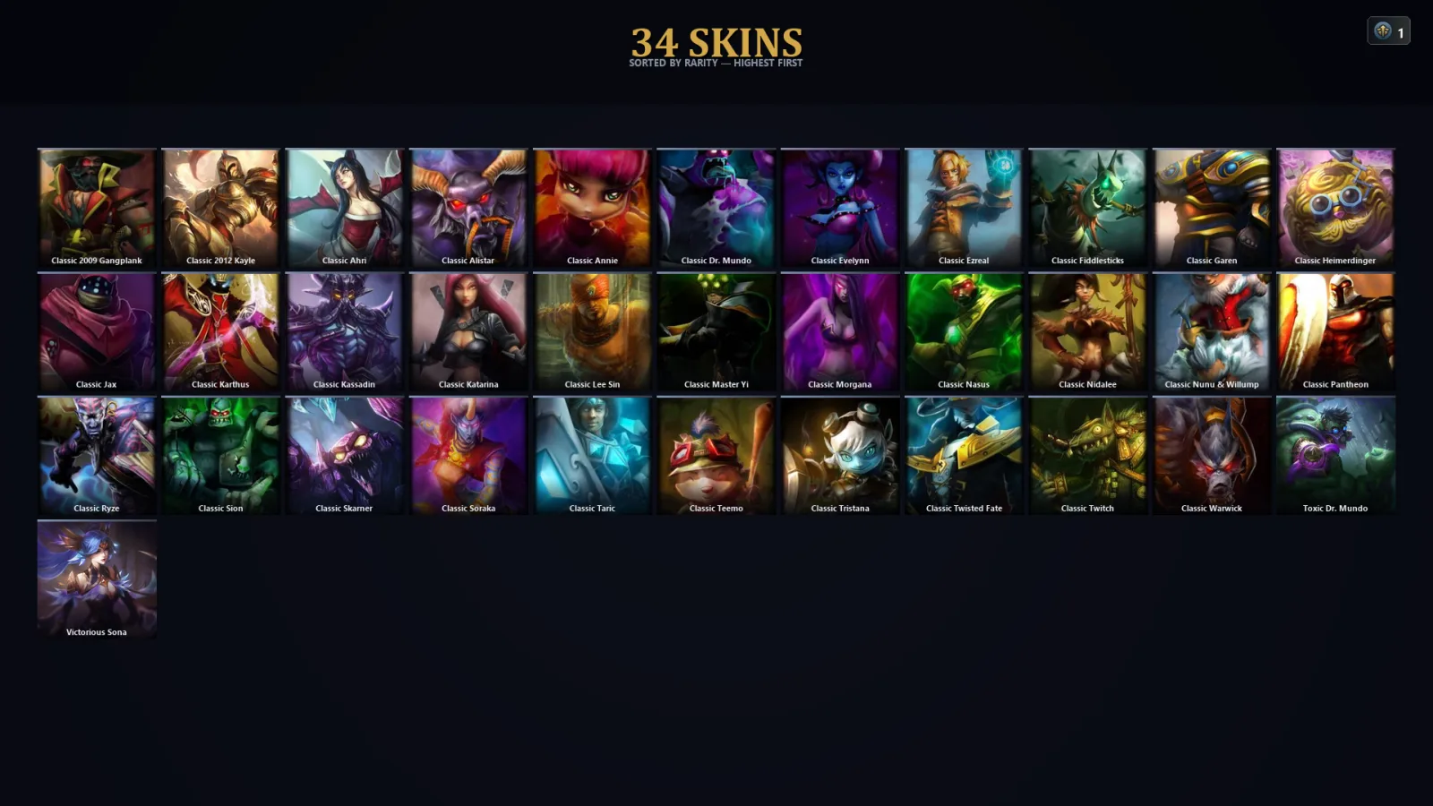 [LoL] | EUW | Level 33 | 31 Champions | 34 Skins