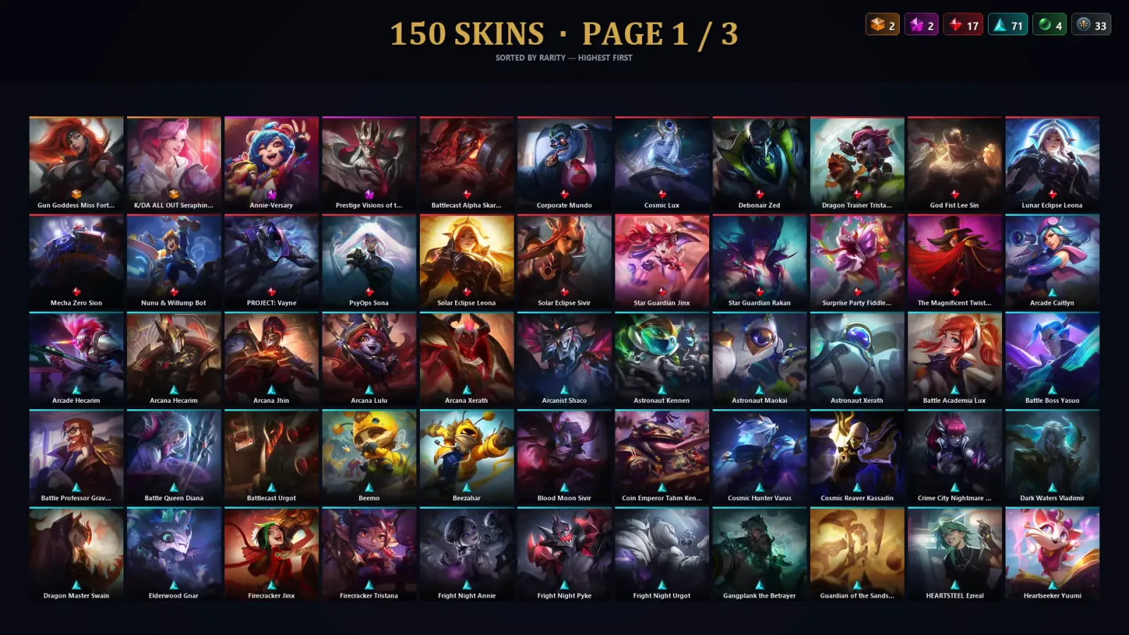 [LoL] | TR | Level 385 | Gold II | 173 Champions | 150 Skins | 35,998 BE