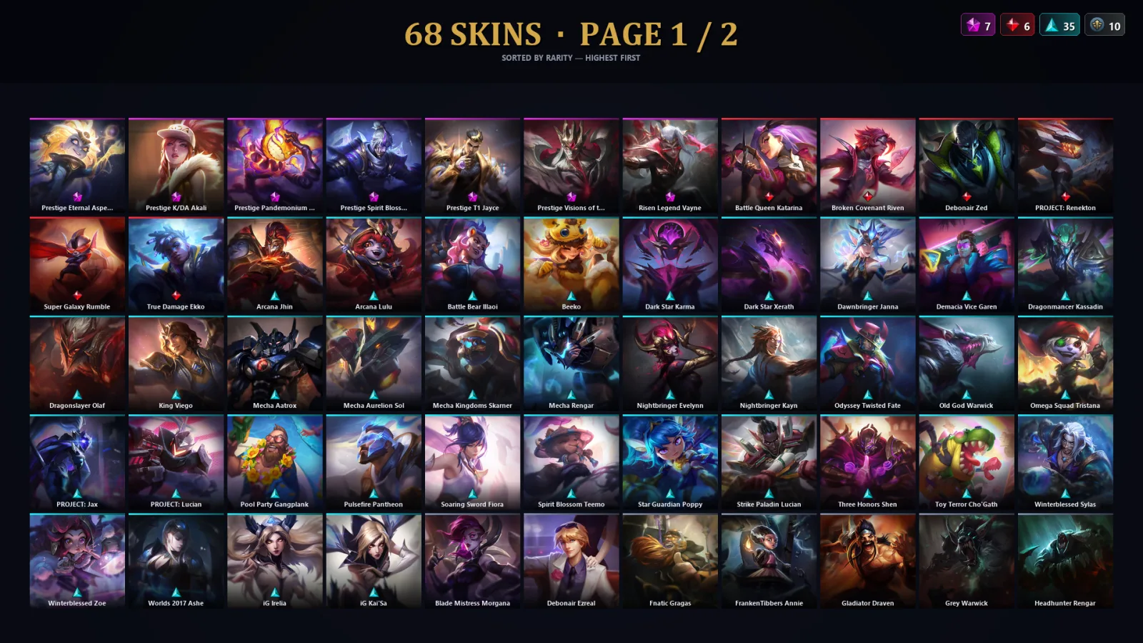 [LoL] | EUW | Level 82 | Emerald II | 141 Champions | 68 Skins
