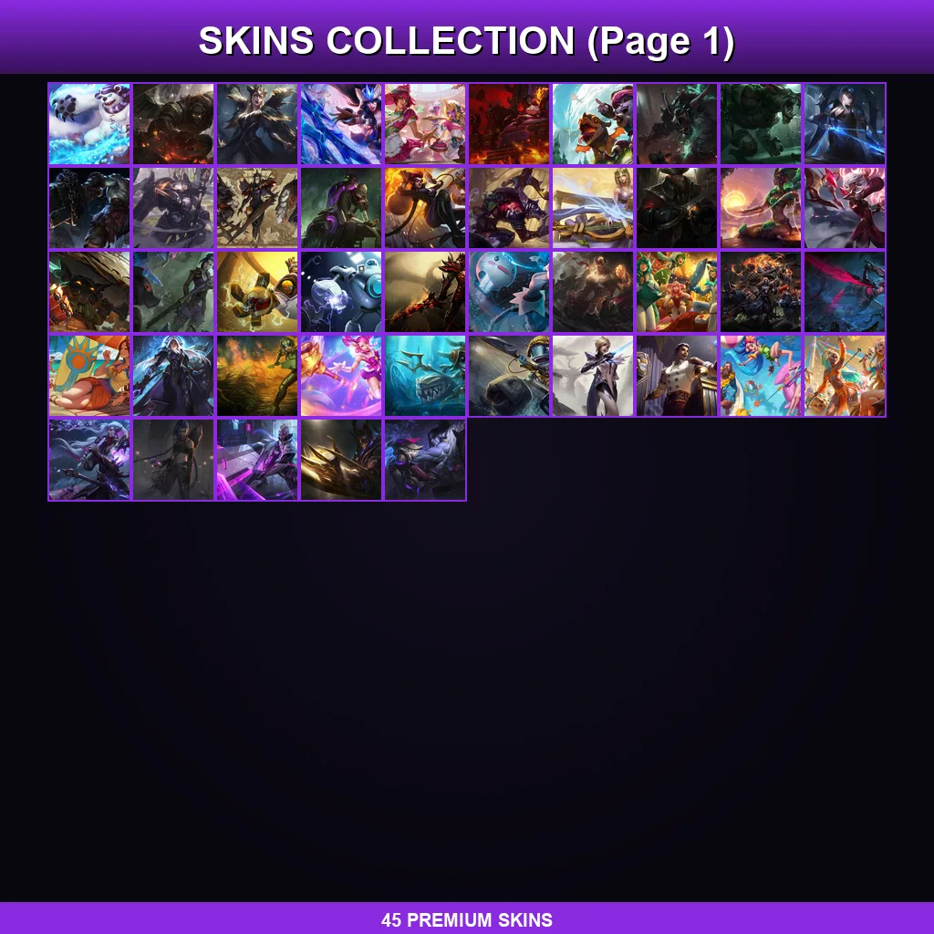 SG | Conqueror Karma | Star Guardian Lux | PROJECT: Senna | Dragon Trainer Tristana | 45 Skin | 86 Champ | Lv126