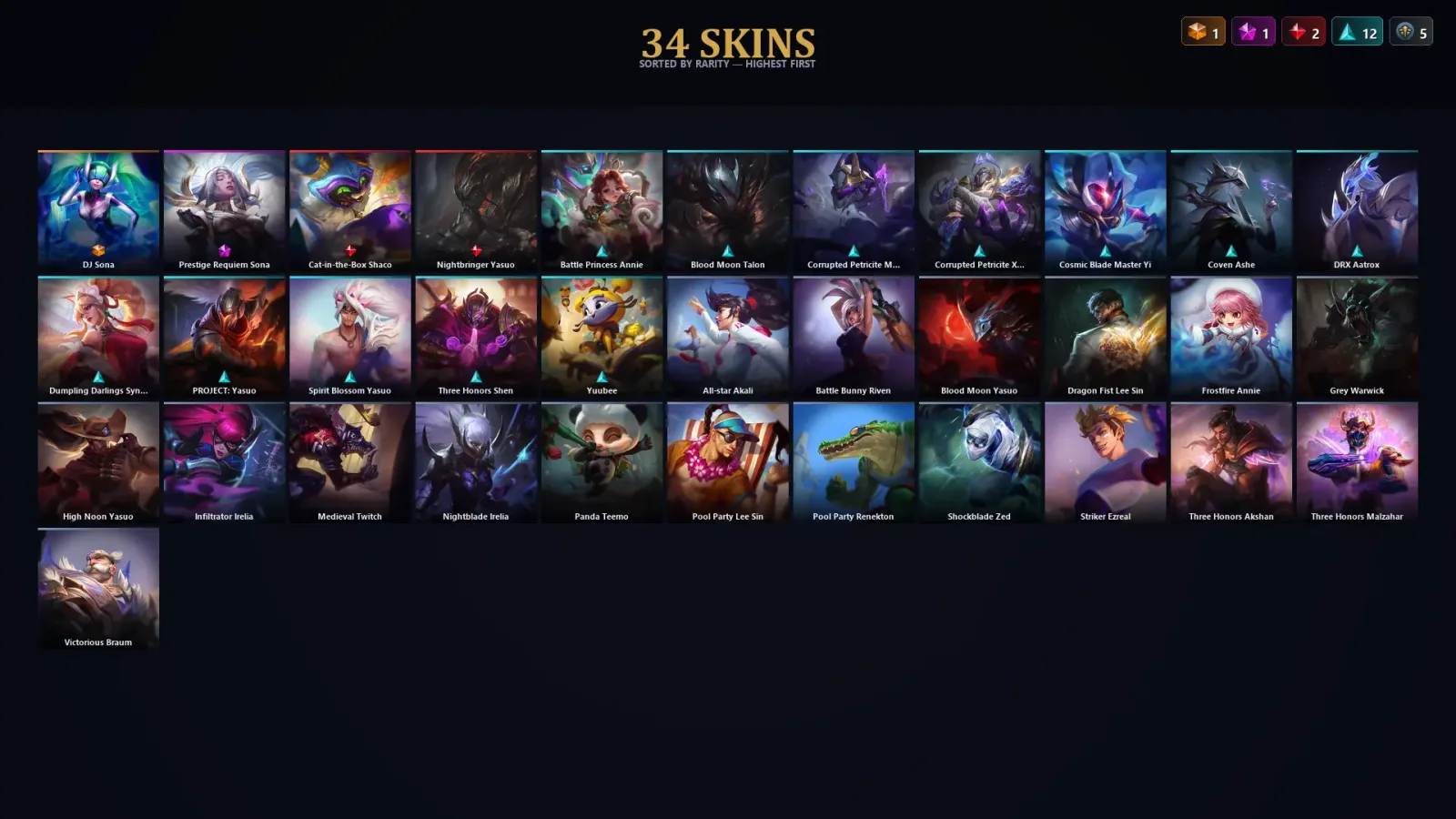 [LoL] | TR | Level 52 | Emerald III | 59 Champions | 34 Skins — LoL account