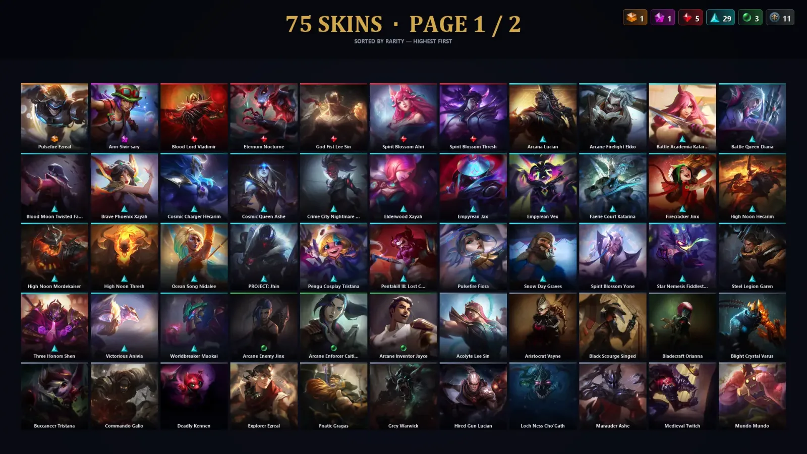 [LoL] | TR | Level 169 | Emerald I | 163 Champions | 75 Skins — LoL account