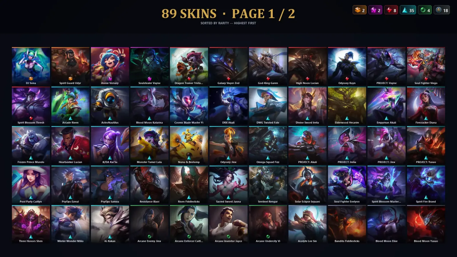 [LoL] | TR | Level 427 | Gold I | 173 Champions | 89 Skins | 75,080 BE