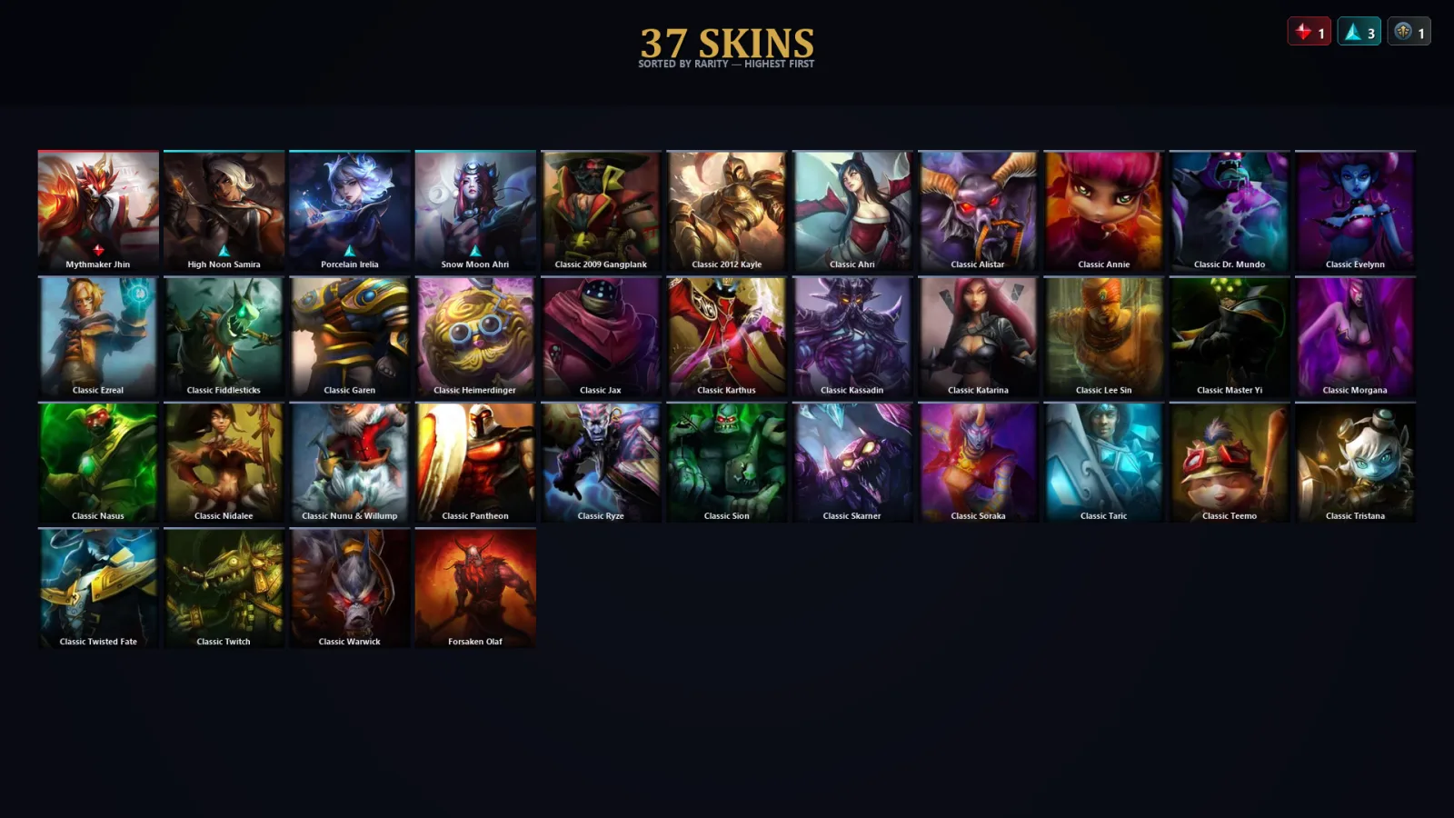 [LoL] | TR | Level 37 | Diamond II | 37 Champions | 37 Skins | 16,356 BE