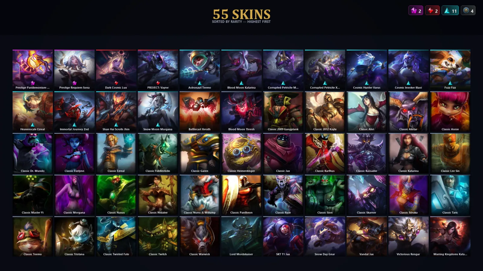 [LoL] | TR | Level 46 | Gold II | 87 Champions | 55 Skins | 10,228 BE