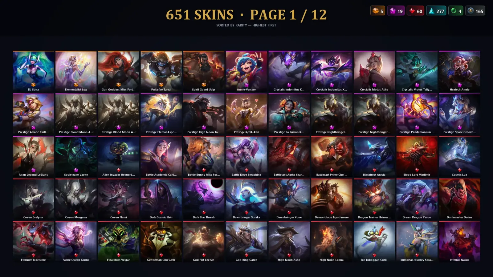 [LoL] | EUW | Level 500 | Platinum I | 172 Champions | 651 Skins | 14,867 BE — LoL account