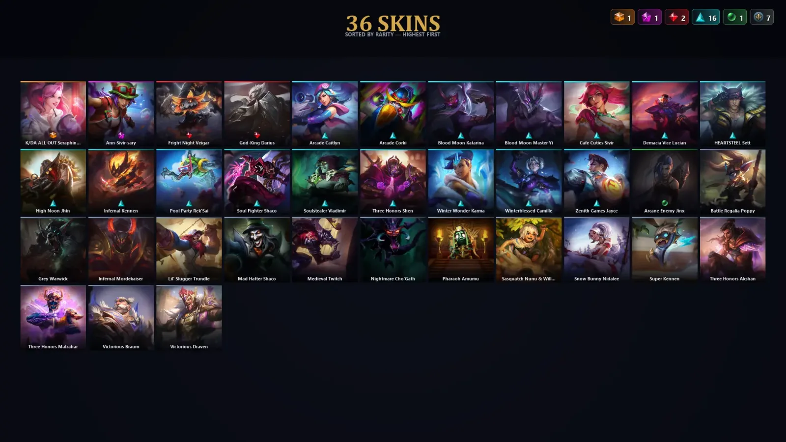 [LoL] | TR | Level 78 | Diamond II | 148 Champions | 36 Skins — LoL account
