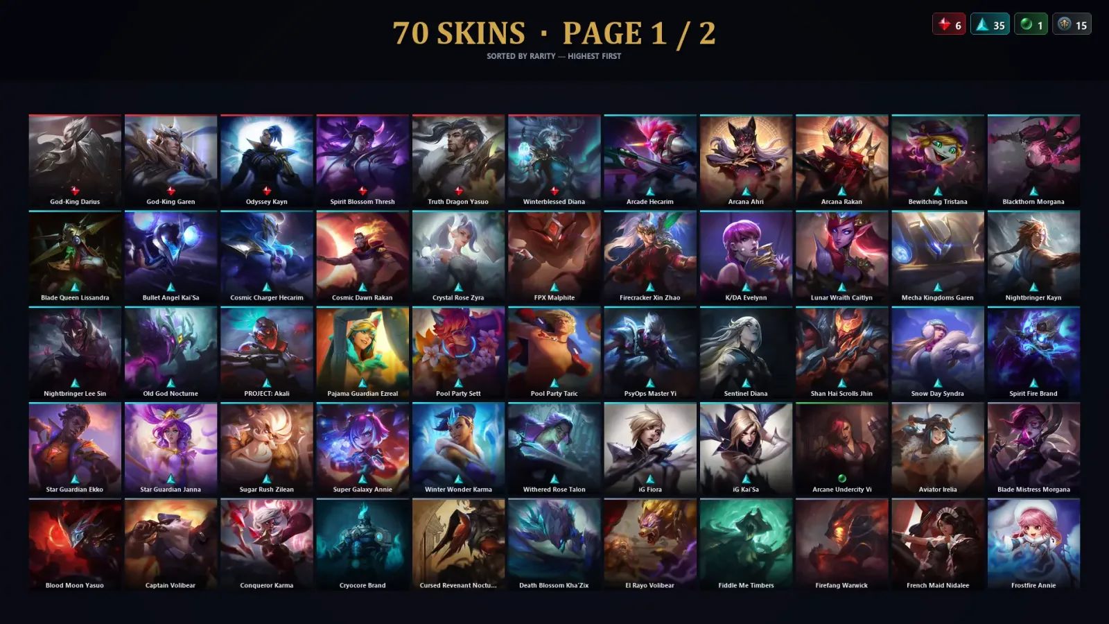 [LoL] | TR | Level 267 | Platinum II | 143 Champions | 70 Skins