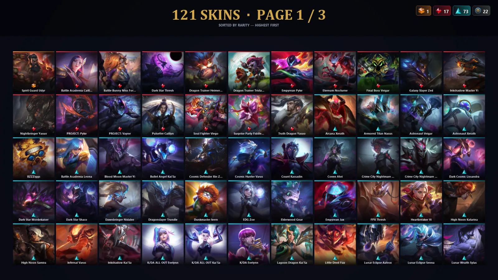 [LoL] | TR | Level 218 | 115 Champions | 121 Skins