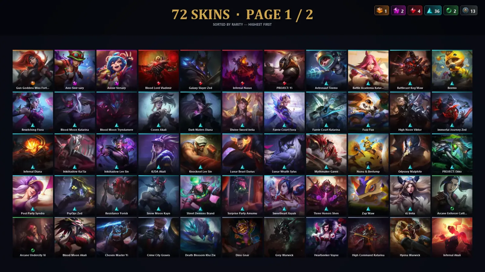 [LoL] | TR | Level 256 | Gold III | 137 Champions | 72 Skins | 29,514 BE
