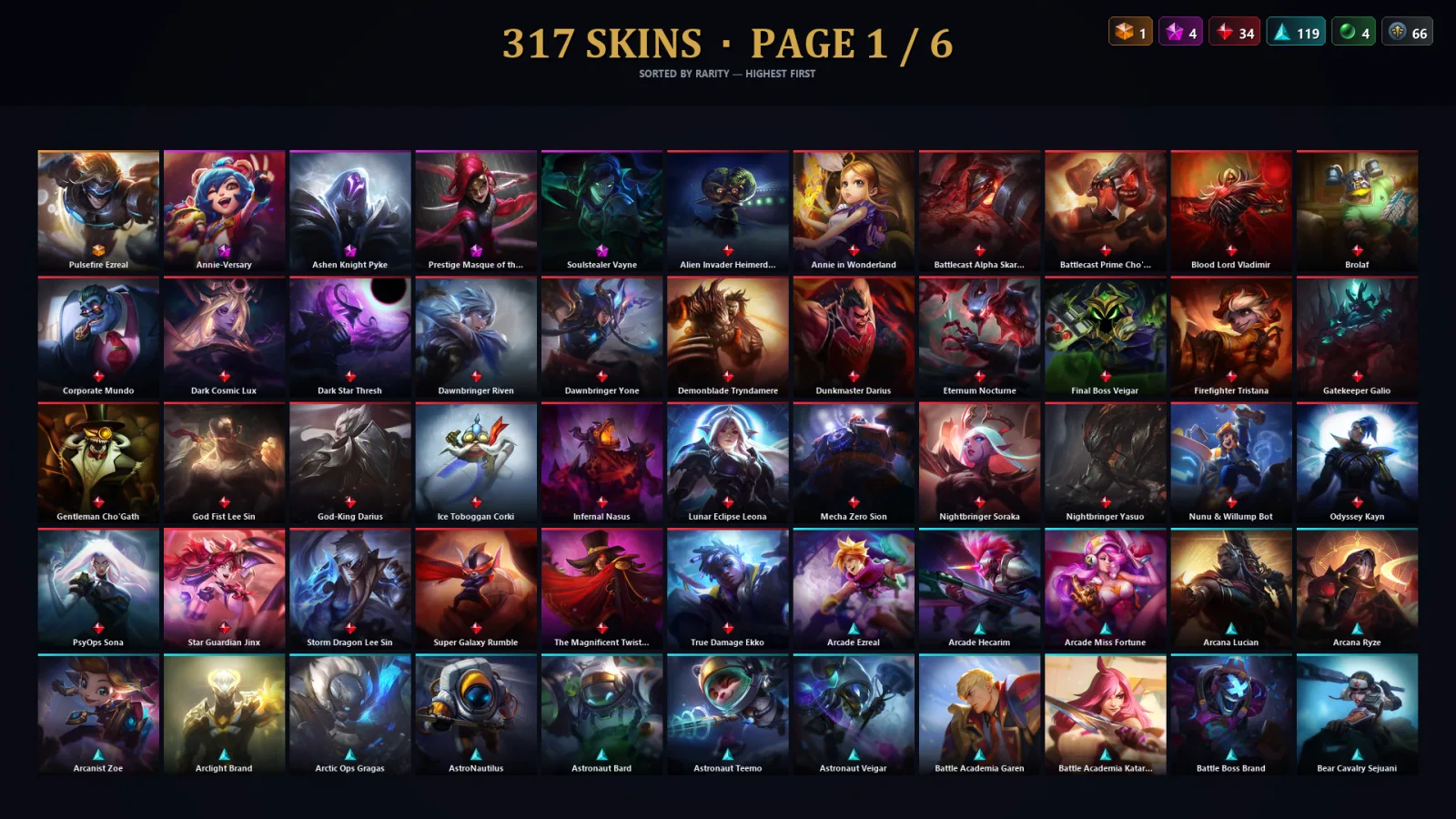 [LoL] | EUW | Level 426 | Gold II | 173 Champions | 285 Skins | 112,661 BE