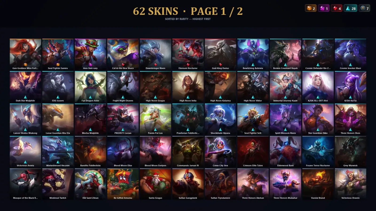 [LoL] | EUW | Level 173 | Emerald IV | 162 Champions | 62 Skins | 27,217 BE