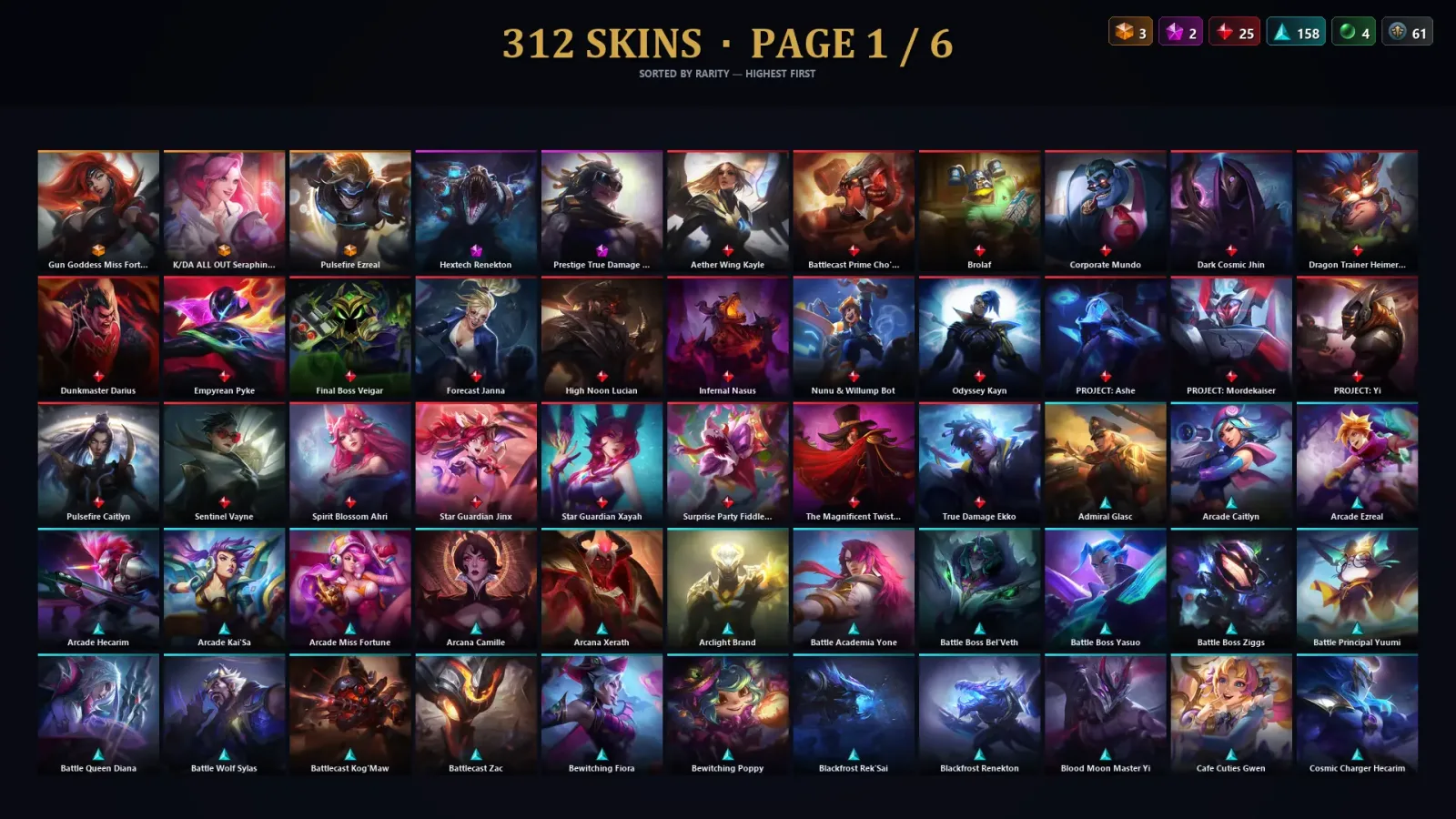 [LoL] | EUW | Level 500 | 172 Champions | 312 Skins — LoL account
